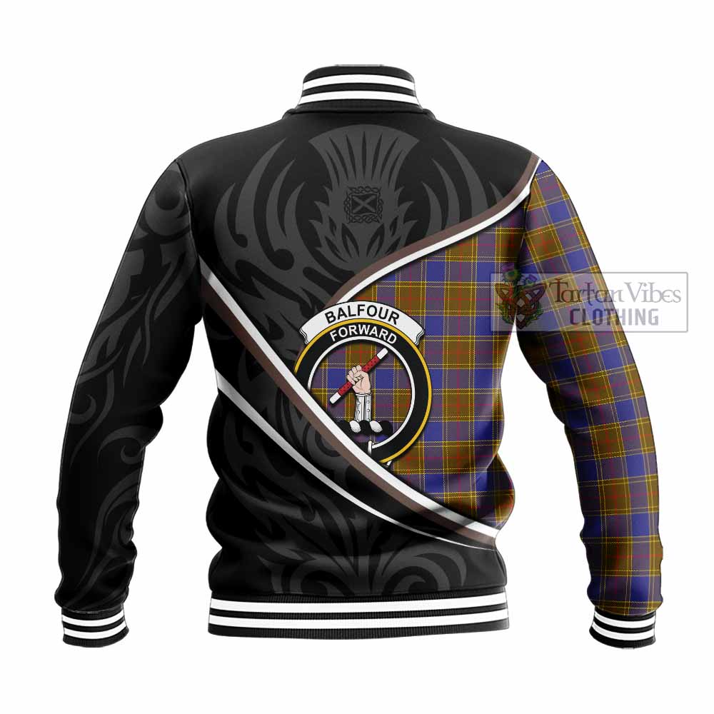 Balfour Tartan Family Crest Baseball Jacket Celtic Scottish Thistle Floral - Tartan Vibes Clothing