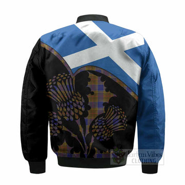 Balfour Tartan Family Crest Bomber Jacket Scotland Thistle Floral Flag Style