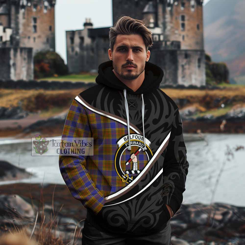 Balfour Tartan Family Crest Cotton Hoodie Celtic Scottish Thistle Floral - Tartan Vibes Clothing