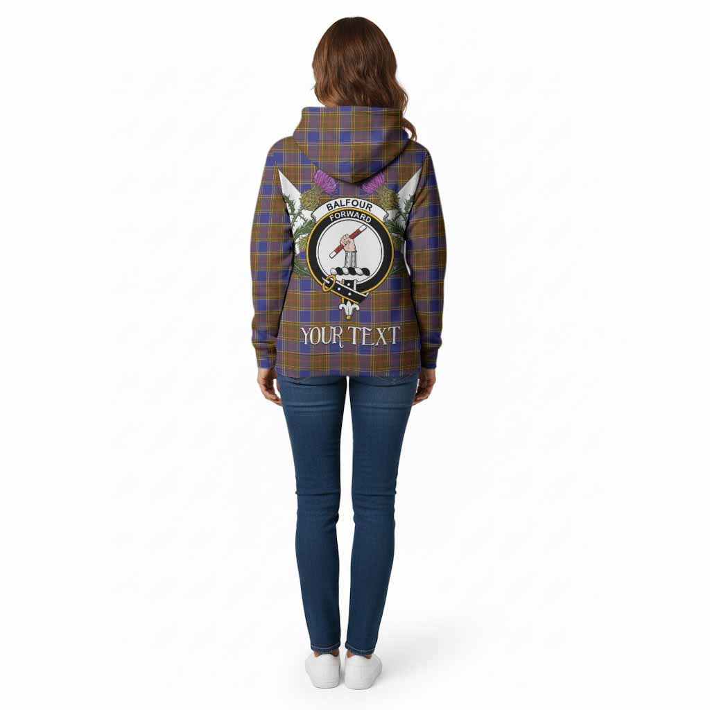 Balfour Tartan Family Crest Cotton Hoodie Scottish Burns Night Thistle Floral