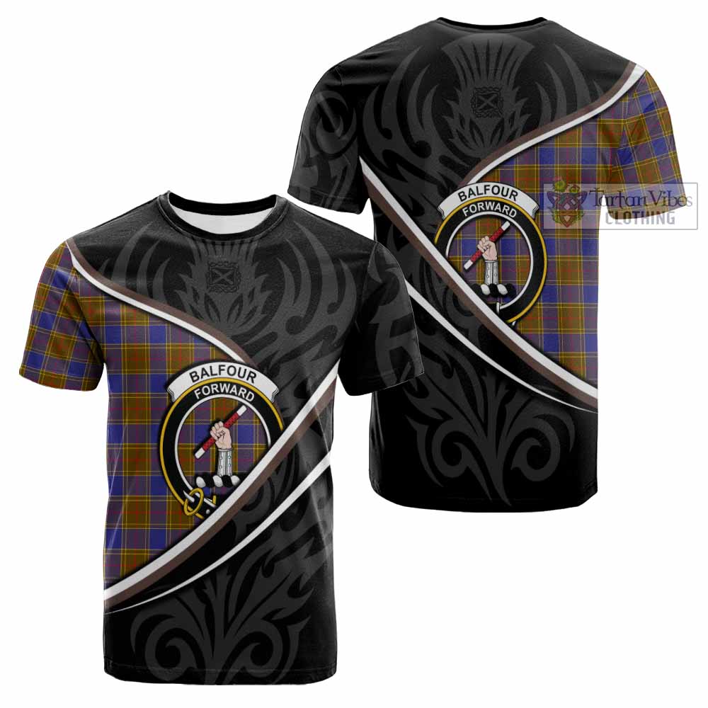 Balfour Tartan Family Crest Cotton T-shirt Celtic Scottish Thistle Floral - Tartan Vibes Clothing