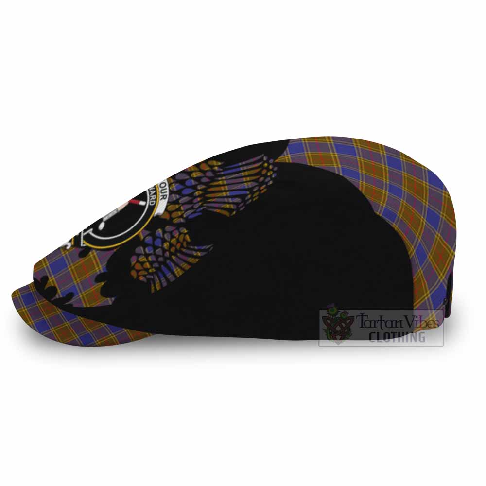 Balfour Tartan Family Crest Flat Cap, Jeff Cap Scotland Thistle Floral