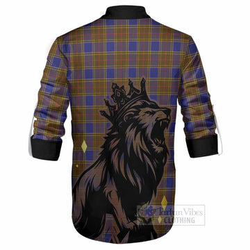 Balfour Tartan Family Crest Ghillie Shirt Crowned Lion Roaring