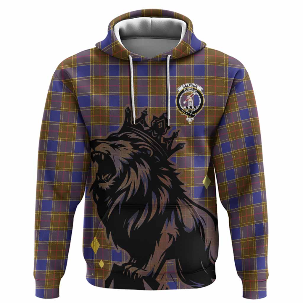 Balfour Tartan Family Crest Hoodie Crowned Lion Roaring
