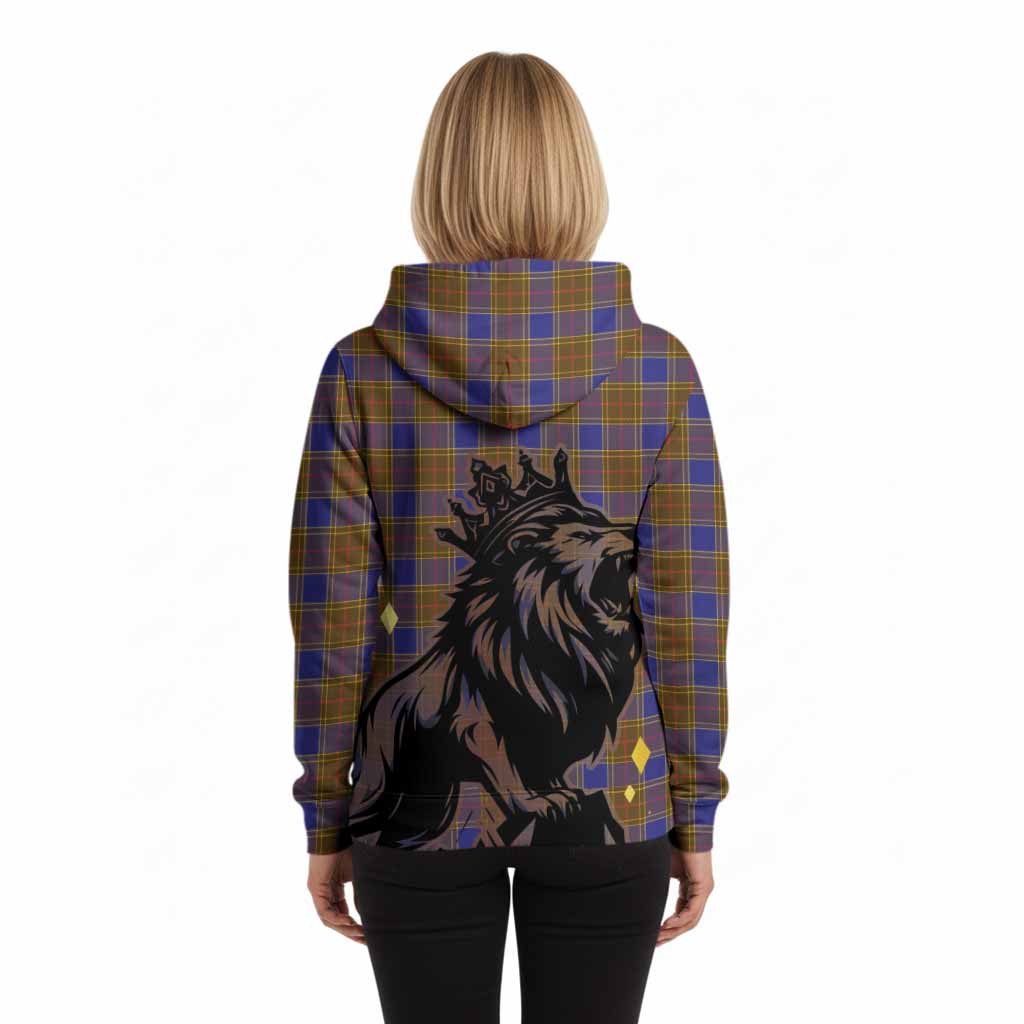 Balfour Tartan Family Crest Hoodie Crowned Lion Roaring