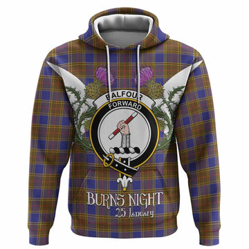 Balfour Tartan Family Crest Hoodie Scottish Burns Night Thistle Floral