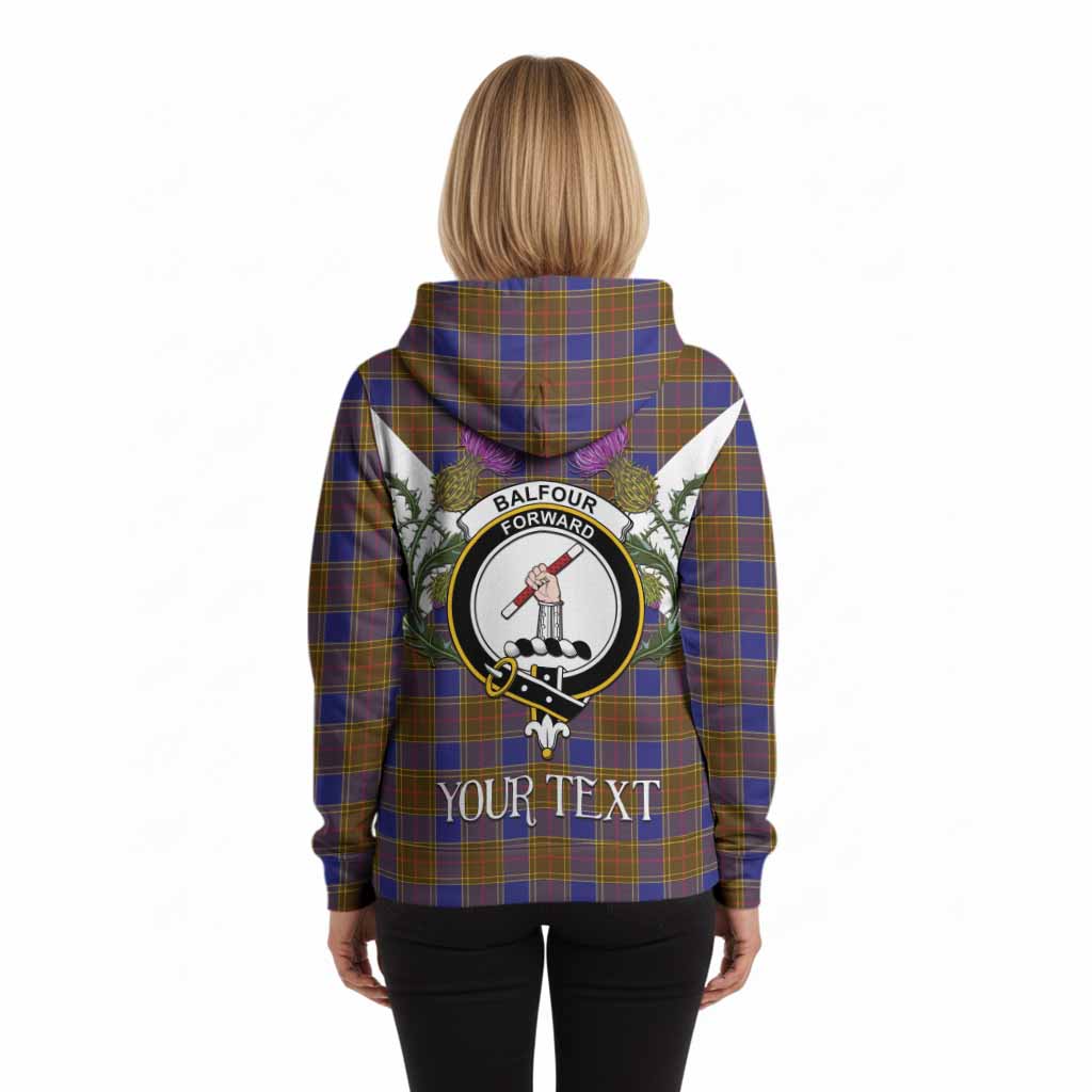 Balfour Tartan Family Crest Hoodie Scottish Burns Night Thistle Floral