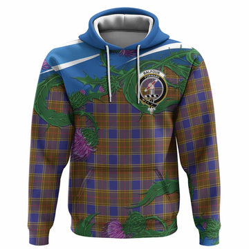 Balfour Tartan Family Crest Hoodie Thistle in Minimalism