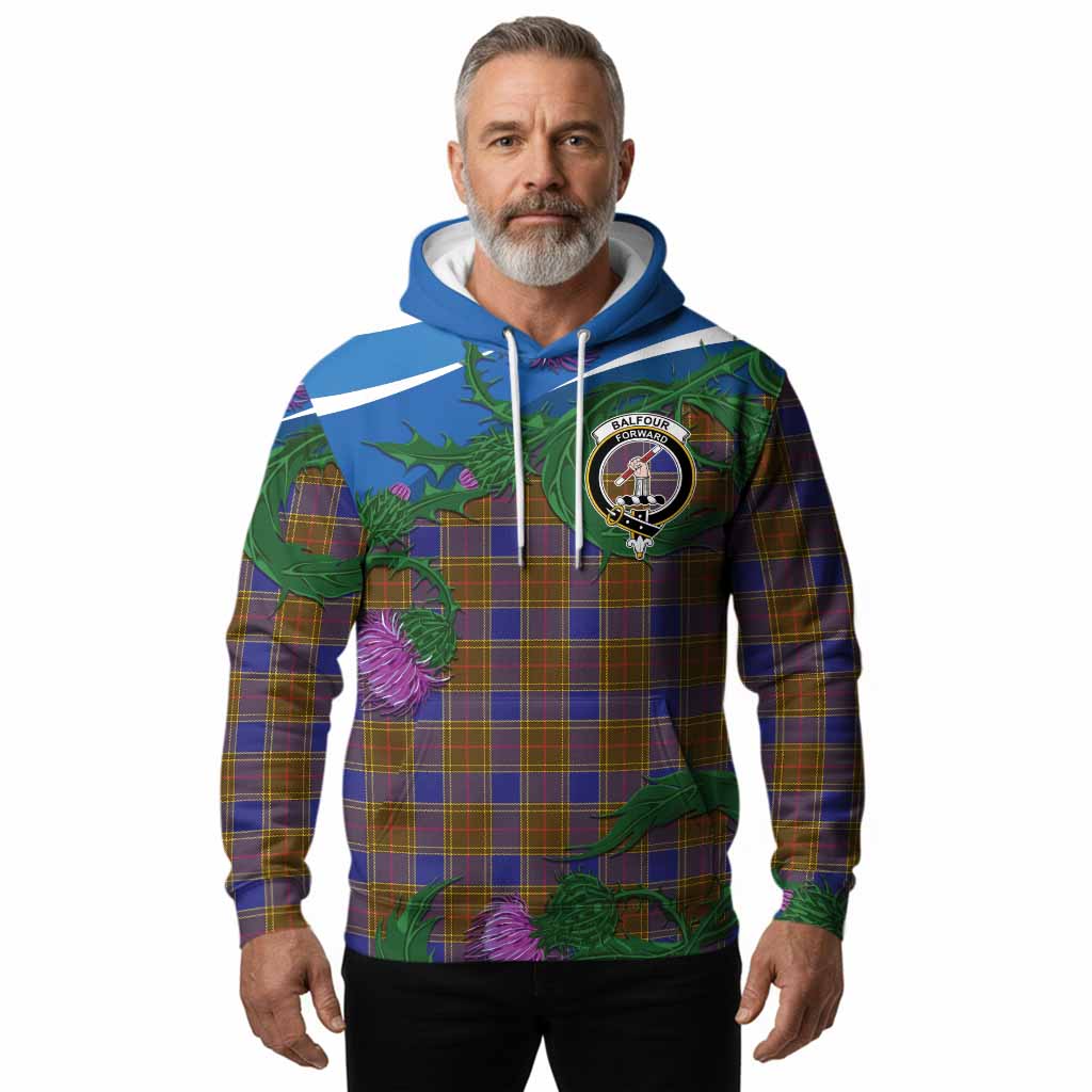 Balfour Tartan Family Crest Hoodie Thistle in Minimalism