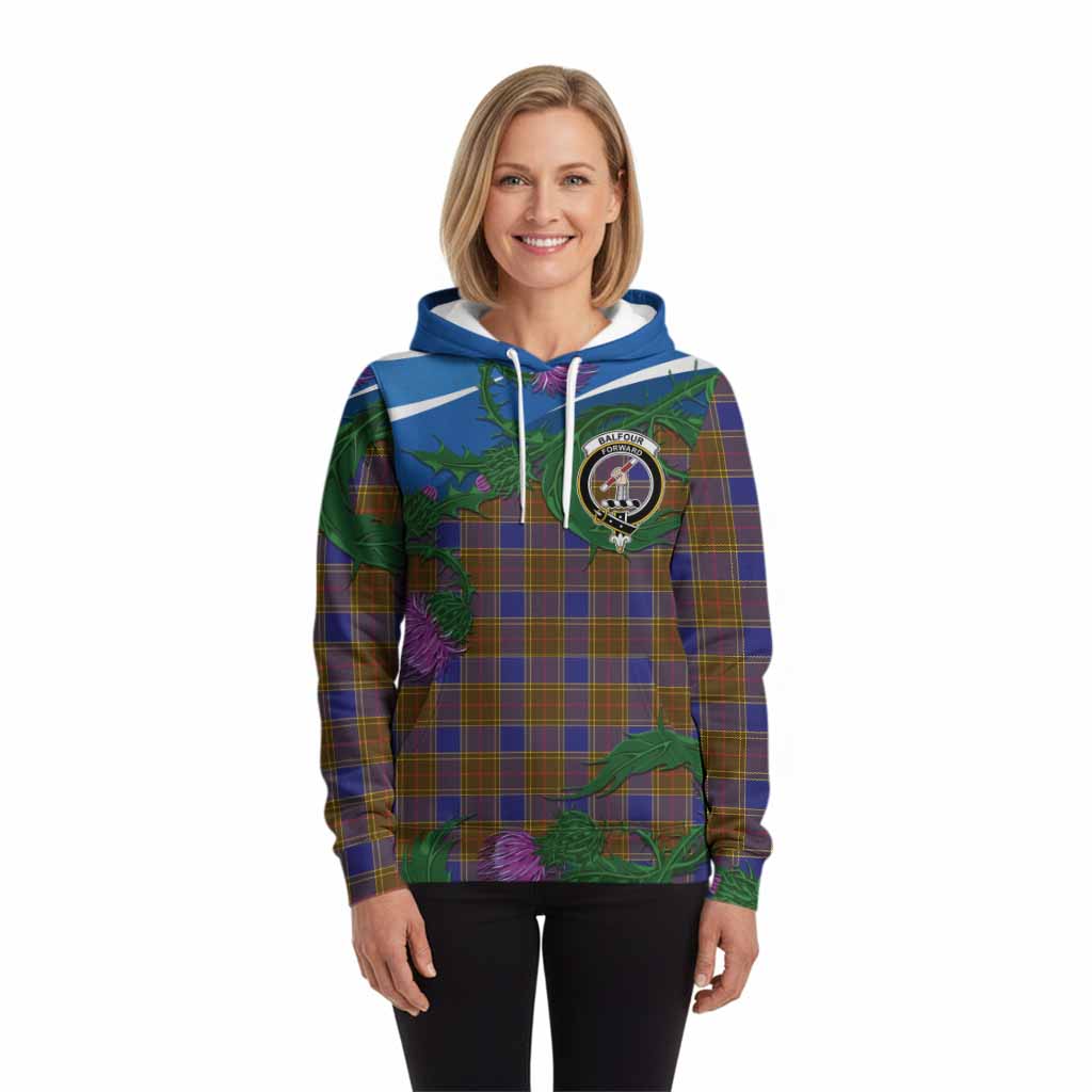 Balfour Tartan Family Crest Hoodie Thistle in Minimalism