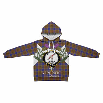Balfour Tartan Family Crest Kid Hoodie Scottish Burns Night Thistle Floral