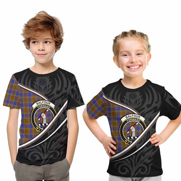 Balfour Tartan Family Crest Kid T-shirt Celtic Scottish Thistle Floral