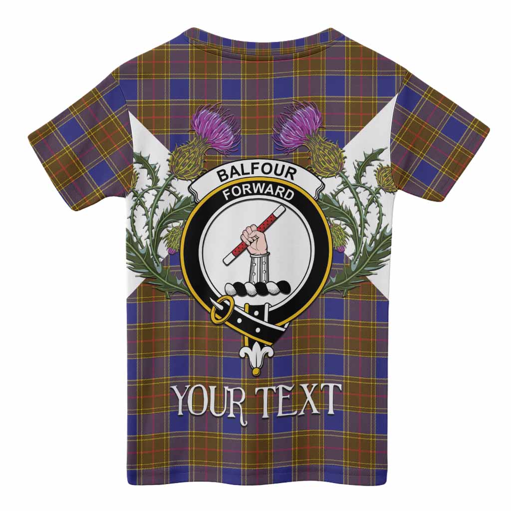 Balfour Tartan Family Crest Kid T-shirt Scottish Burns Night Thistle Floral