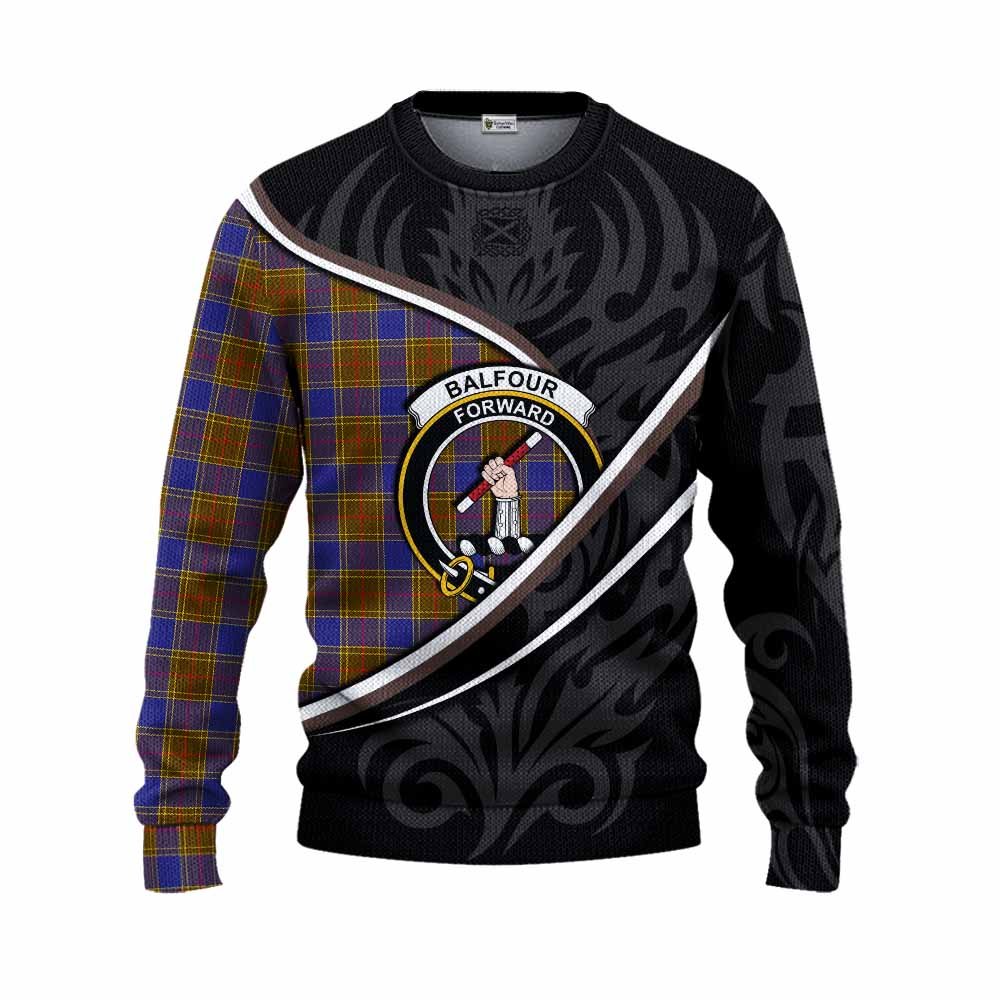Balfour Tartan Family Crest Knitted Sweater Celtic Scottish Thistle Floral - Tartan Vibes Clothing