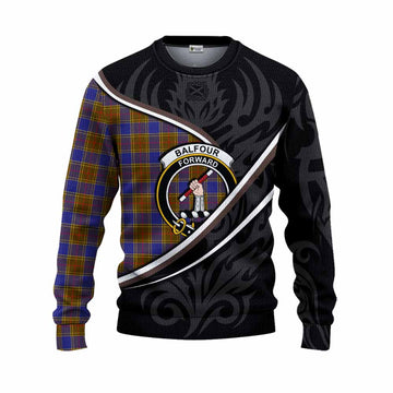 Balfour Tartan Family Crest Knitted Sweater Celtic Scottish Thistle Floral - Tartan Vibes Clothing