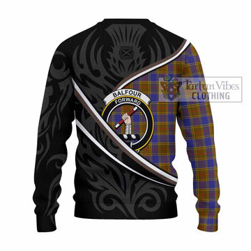 Balfour Tartan Family Crest Knitted Sweater Celtic Scottish Thistle Floral - Tartan Vibes Clothing