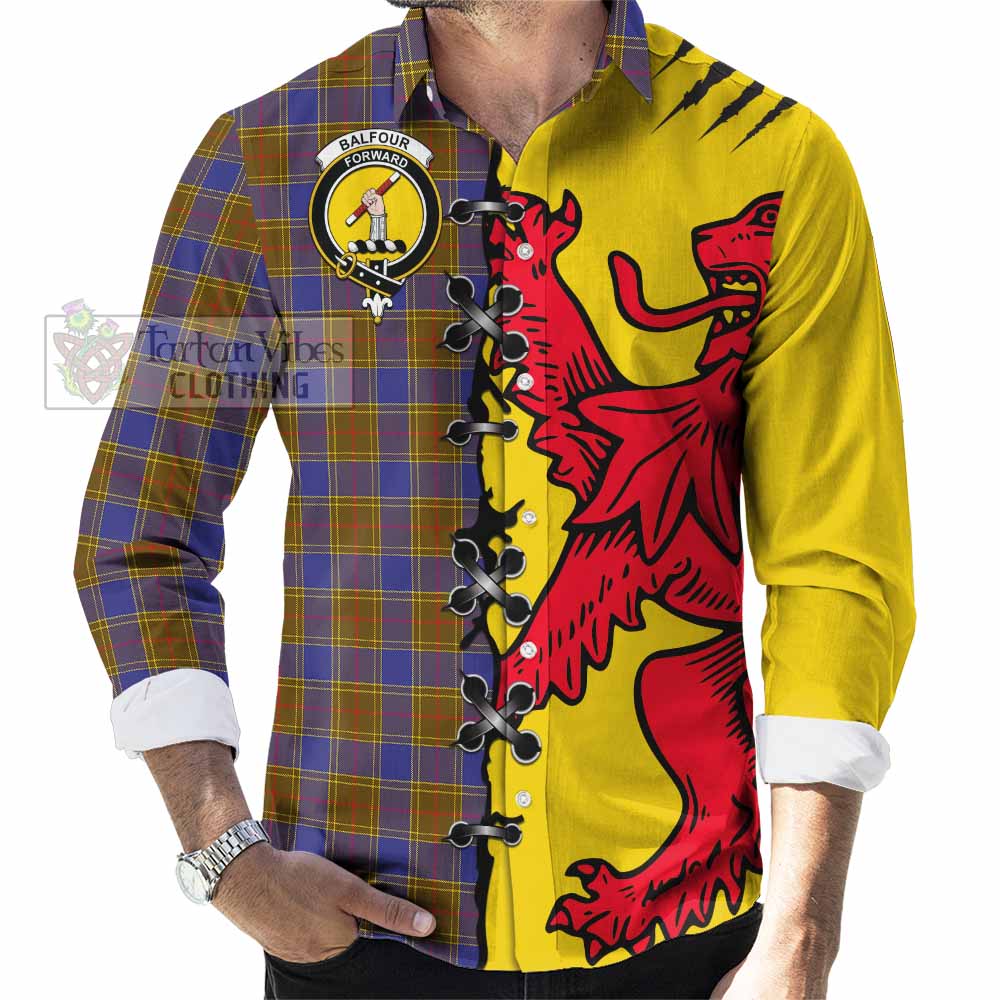 Balfour Tartan Family Crest Long Sleeve Button Shirts Lion Rampant Honor - Tartan Vibes Clothing