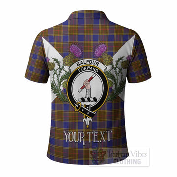 Balfour Tartan Family Crest Polo Shirt Scottish Burns Night Thistle Floral