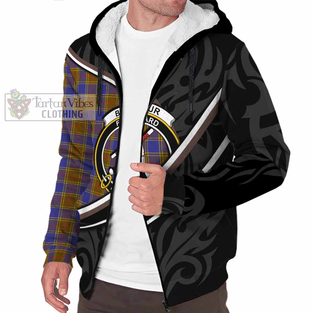 Balfour Tartan Family Crest Sherpa Hoodie Celtic Scottish Thistle Floral - Tartan Vibes Clothing