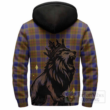 Balfour Tartan Family Crest Sherpa Hoodie Crowned Lion Roaring