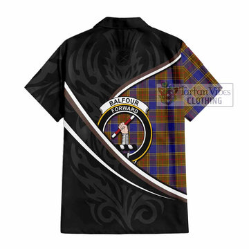 Balfour Tartan Family Crest Hawaiian Shirt Celtic Scottish Thistle Floral