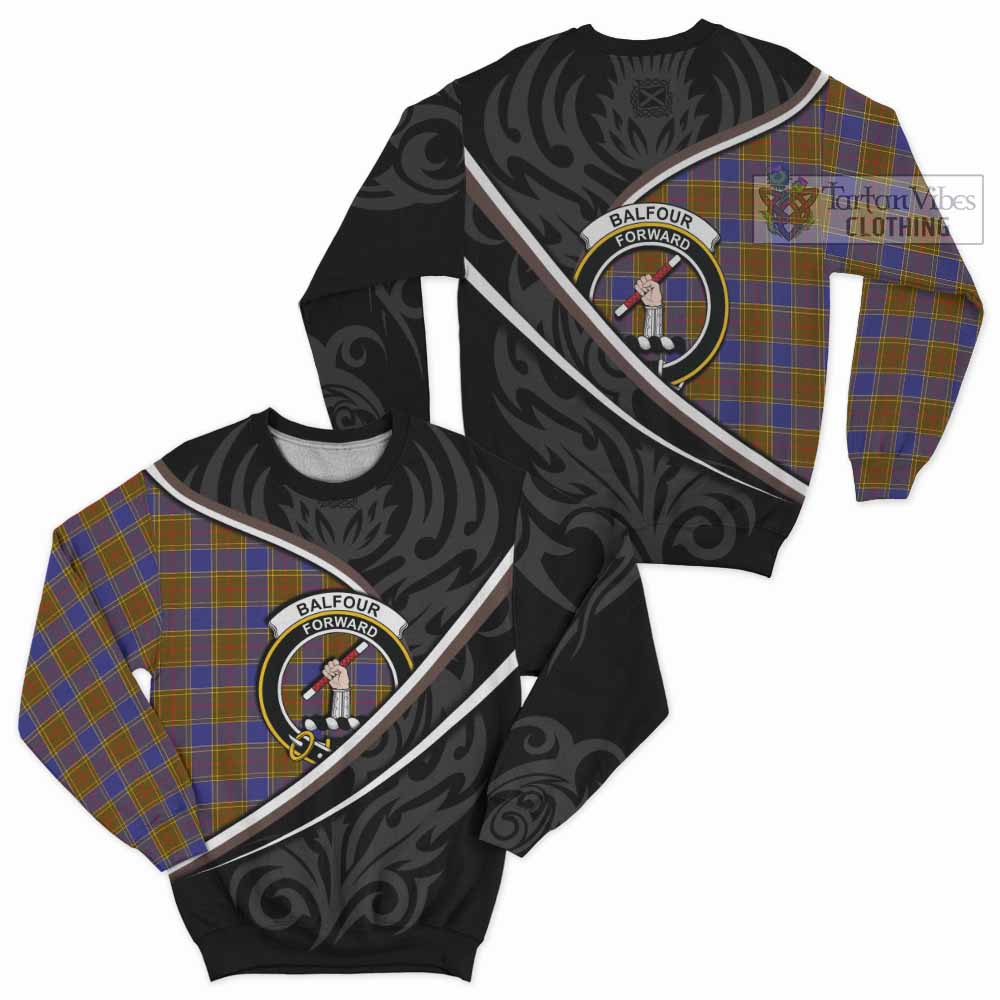 Balfour Tartan Family Crest Sweatshirt Celtic Scottish Thistle Floral - Tartan Vibes Clothing