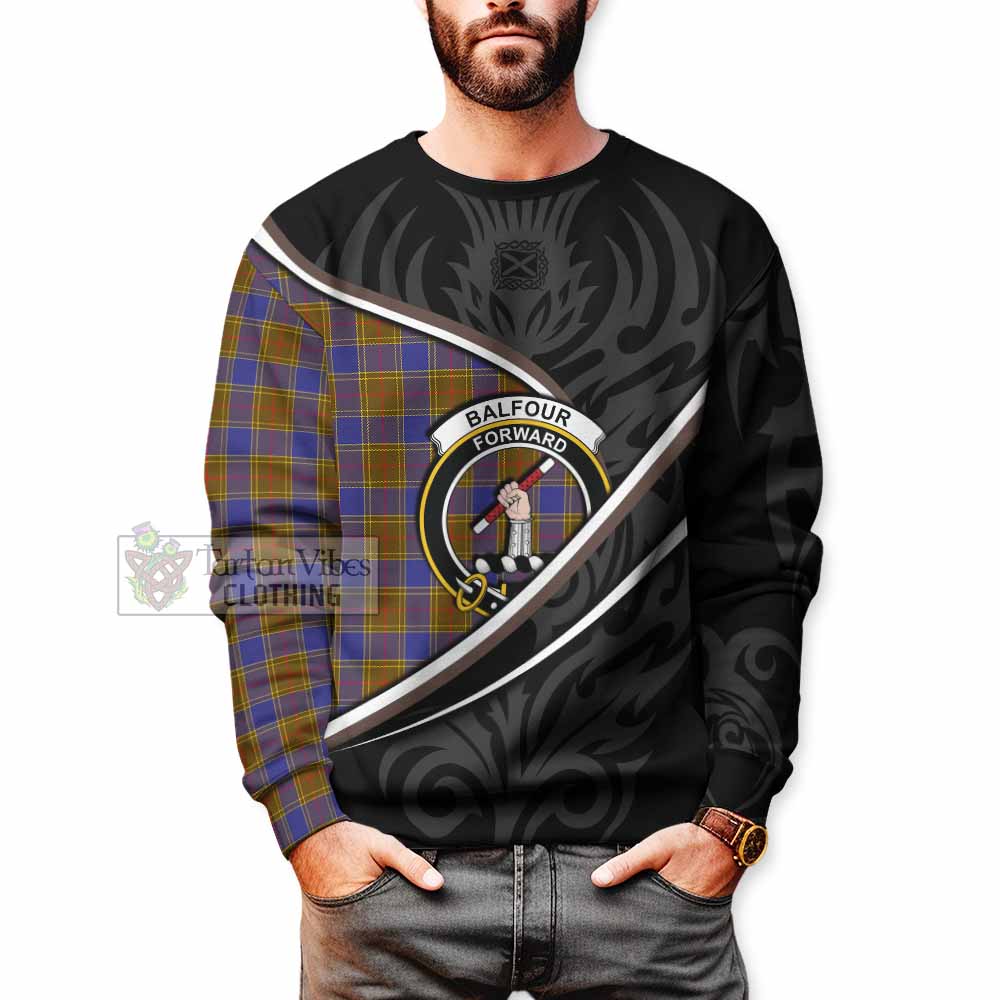 Balfour Tartan Family Crest Sweatshirt Celtic Scottish Thistle Floral - Tartan Vibes Clothing