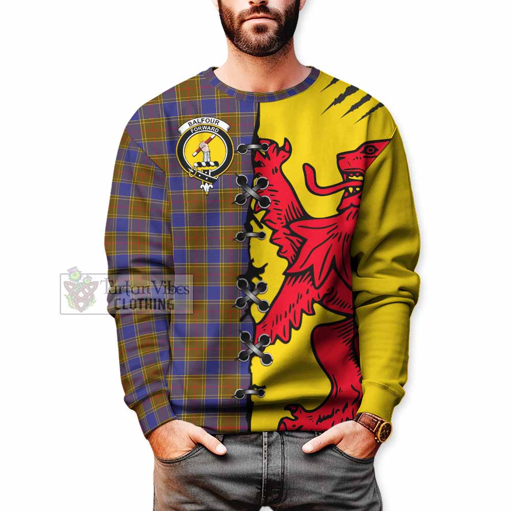 Balfour Tartan Family Crest Sweatshirt Lion Rampant Honor - Tartan Vibes Clothing
