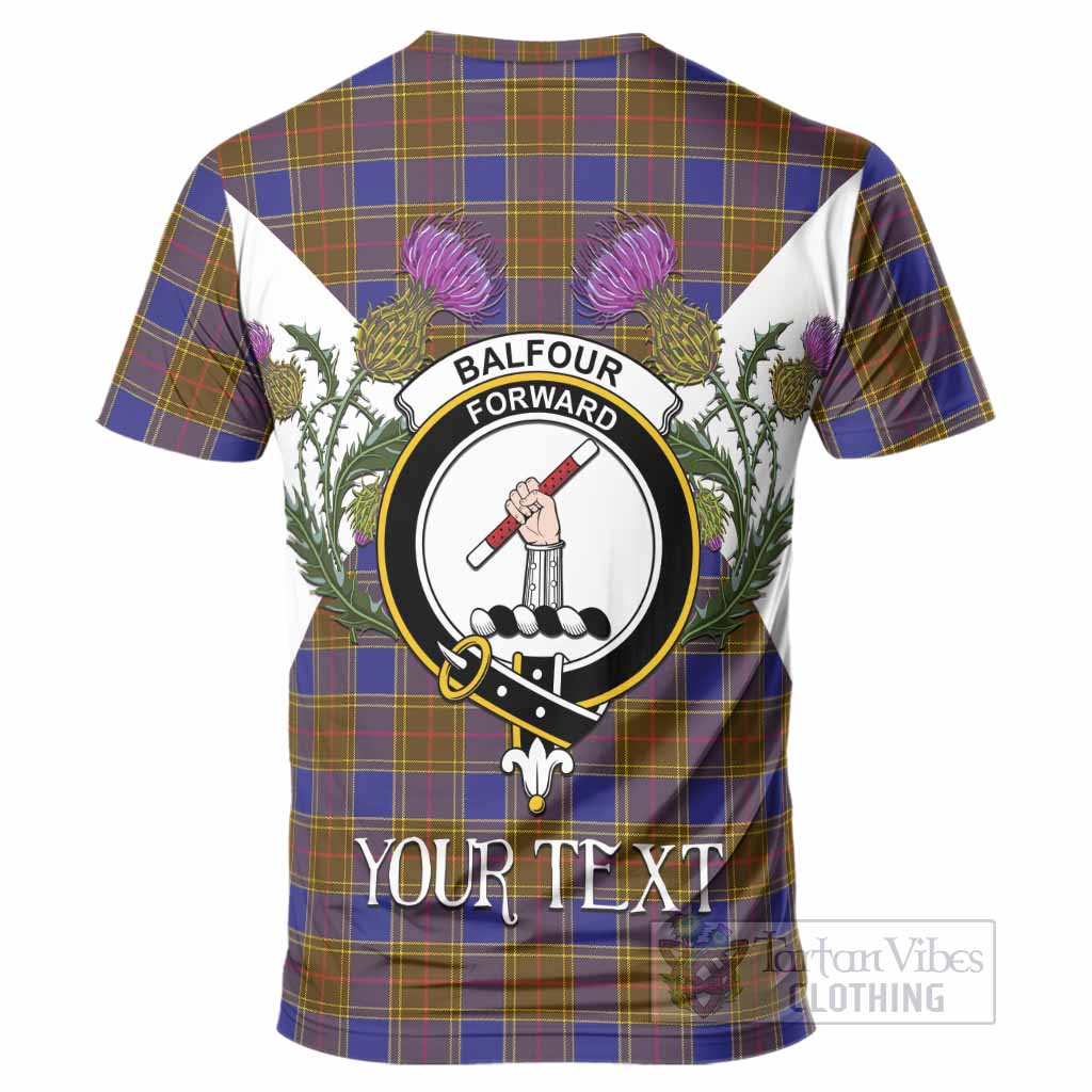 Balfour Tartan Family Crest T-Shirt Scottish Burns Night Thistle Floral