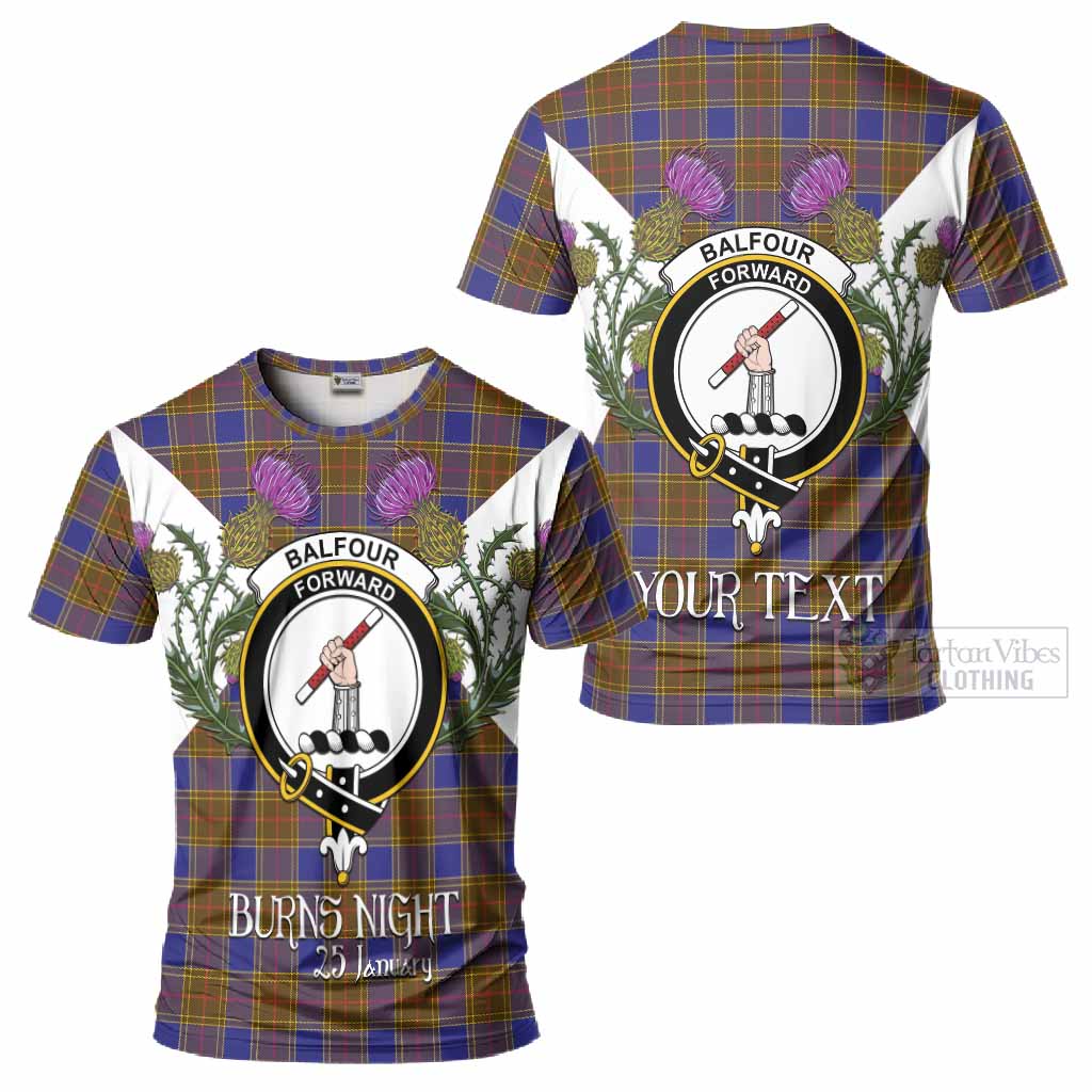 Balfour Tartan Family Crest T-Shirt Scottish Burns Night Thistle Floral