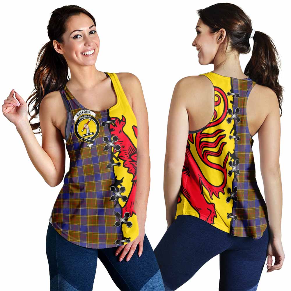 Balfour Tartan Family Crest Women Racerback Tanks Lion Rampant Honor - Tartan Vibes Clothing