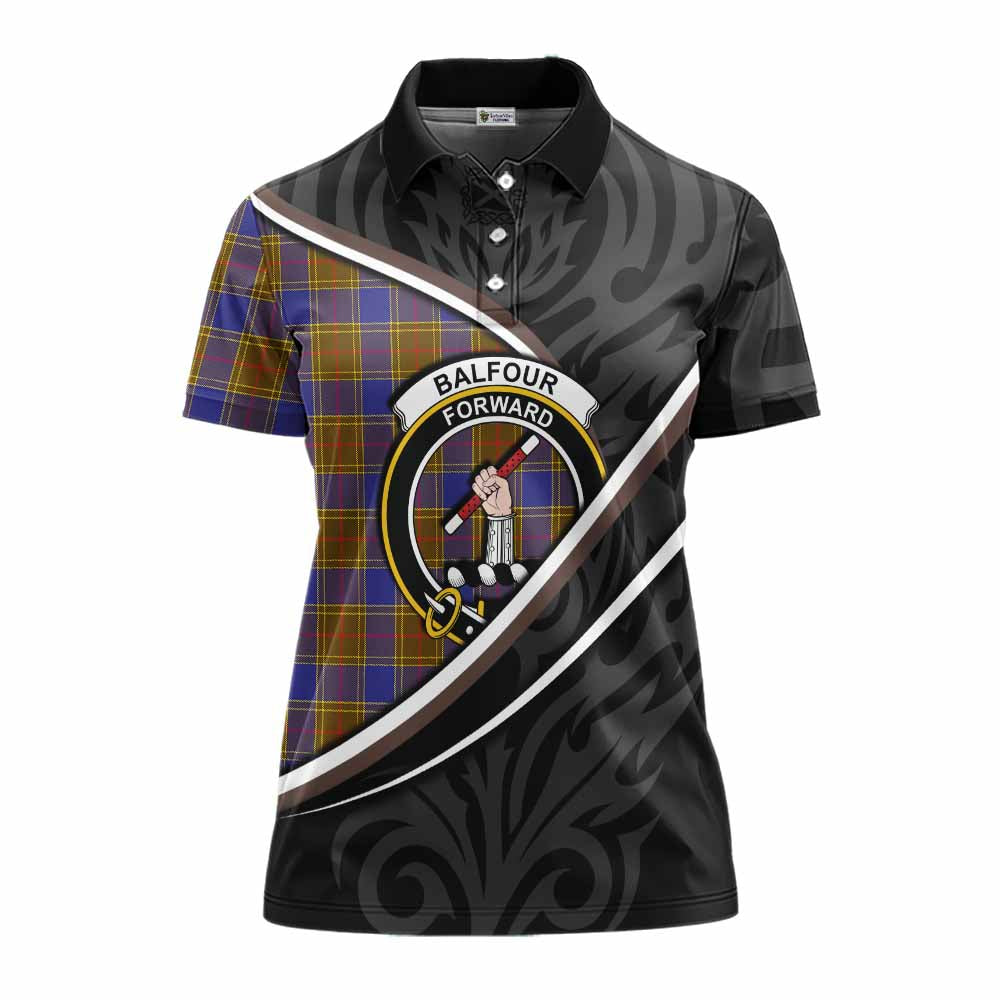 Balfour Tartan Family Crest Women's Polo Shirt Celtic Scottish Thistle Floral - Tartan Vibes Clothing