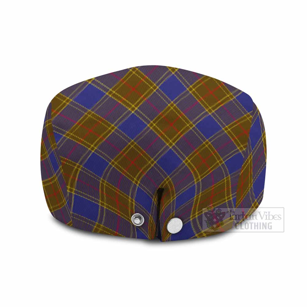 Balfour Tartan Flat Cap, Jeff Cap Cross Style with Family Crest - Tartan Vibes Clothing