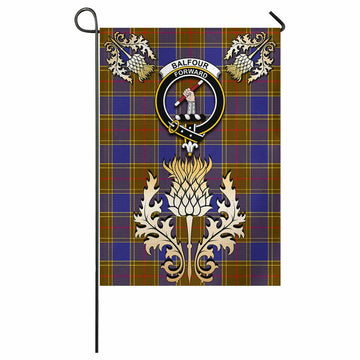 Balfour Tartan Garden Flag with Golden Regal Scottish Thistle Emblem - Tartan Vibes Clothing