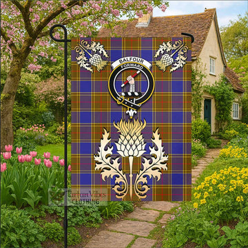 Balfour Tartan Garden Flag with Golden Regal Scottish Thistle Emblem - Tartan Vibes Clothing
