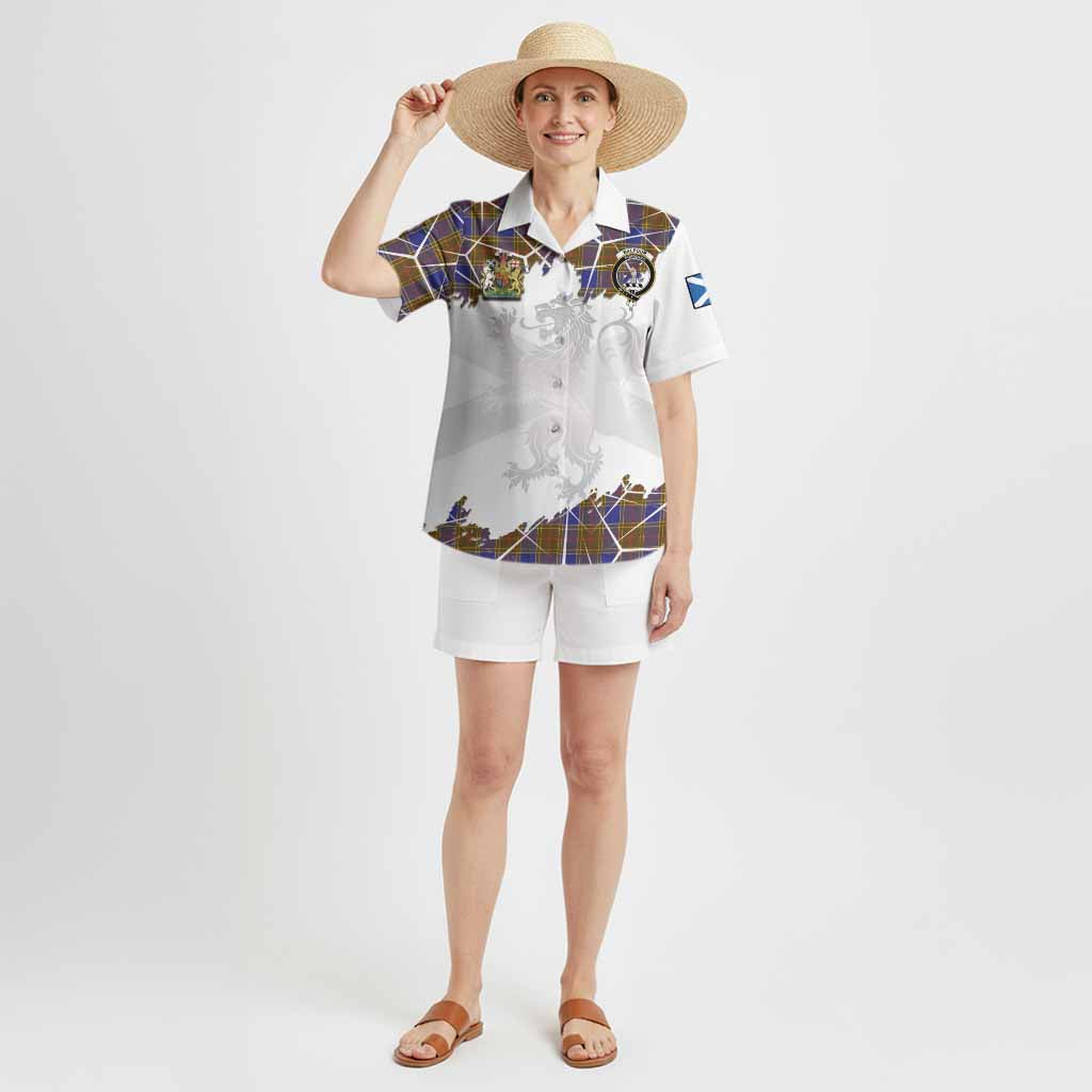 Balfour Tartan Hawaiian Shirt with Family Crest and Lion Rampant Grunge Style