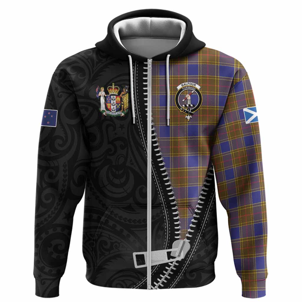 Balfour Tartan Hoodie New Zealand Pattern Unique Zipper Stylized