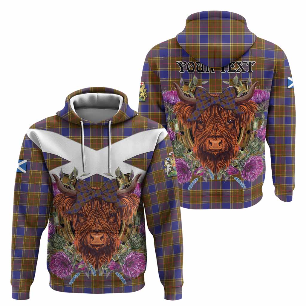 Balfour Tartan Hoodie Scottish Thistle Heilan Coo