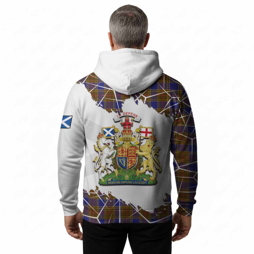 Balfour Tartan Hoodie with Family Crest and Lion Rampant Grunge Style