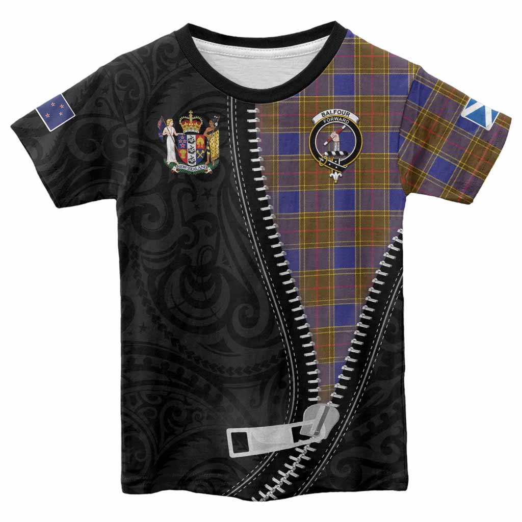 Balfour Tartan Kid T-shirt New Zealand Pattern Unique Zipper Stylized