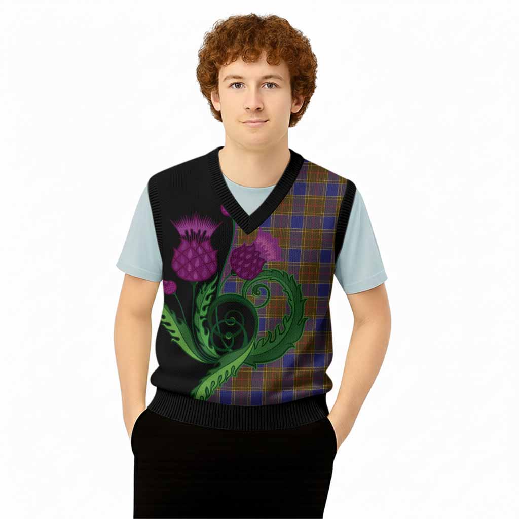 Balfour Tartan Knitted V-Neck Vest Traditional Scottish Thistle