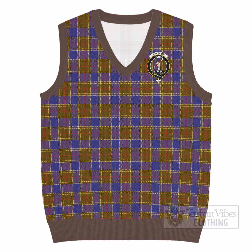 Balfour Tartan Knitted V-Neck Vest with Family Crest - Tartan Vibes Clothing