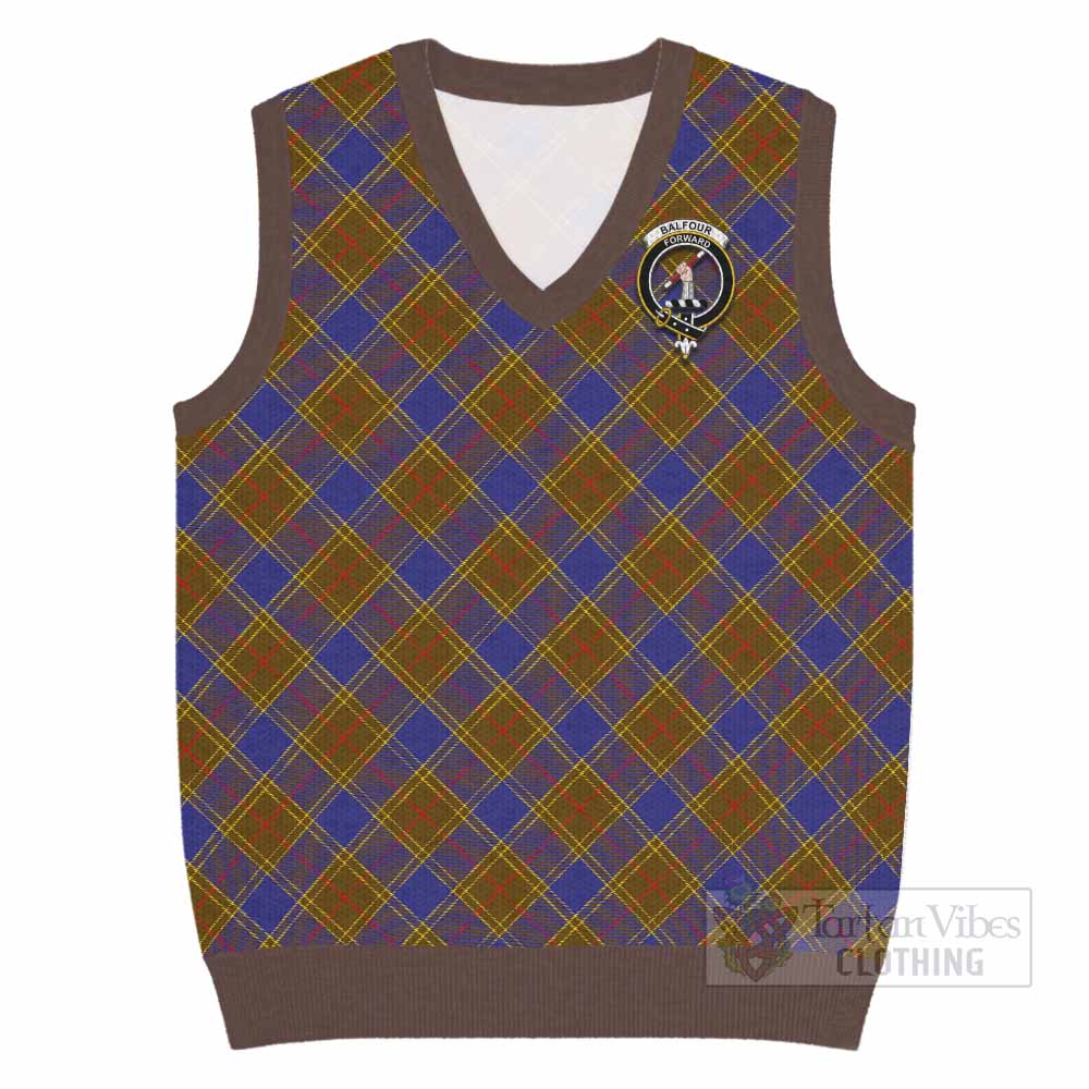 Bannatyne Tartan Knitted V-Neck Vest with Family Crest Cross Style