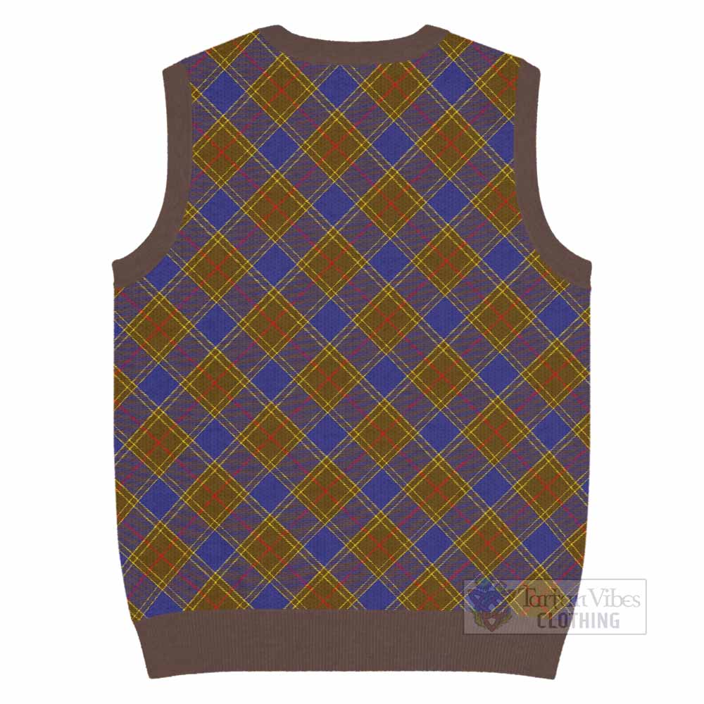 Bannatyne Tartan Knitted V-Neck Vest with Family Crest Cross Style