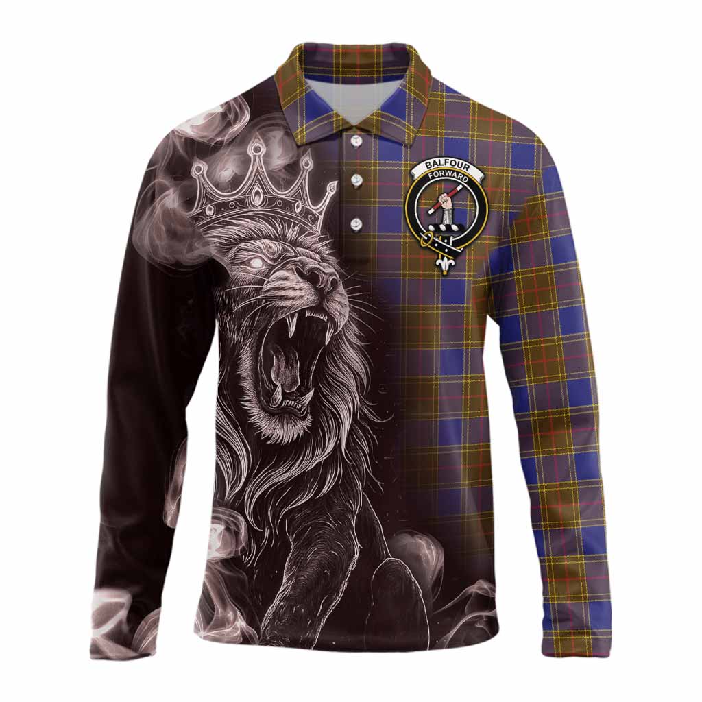 Balfour Tartan Long Sleeve Polo Shirt Roaring Lion Heritage