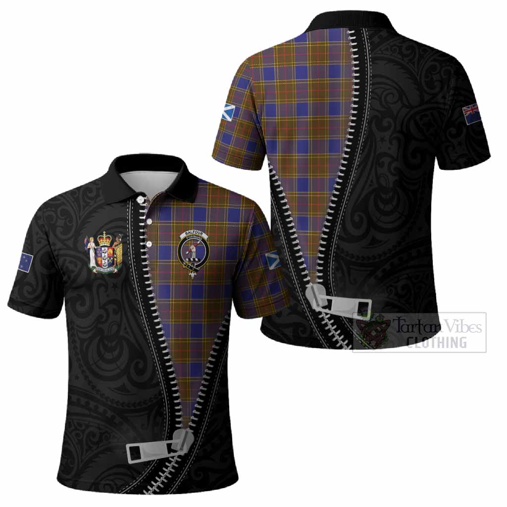 Balfour Tartan Polo Shirt New Zealand Pattern Unique Zipper Stylized