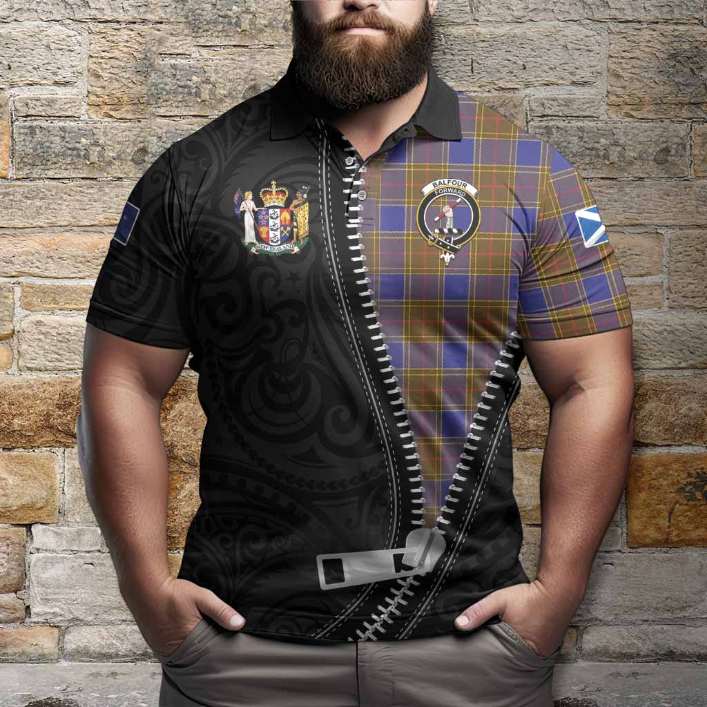 Balfour Tartan Polo Shirt New Zealand Pattern Unique Zipper Stylized