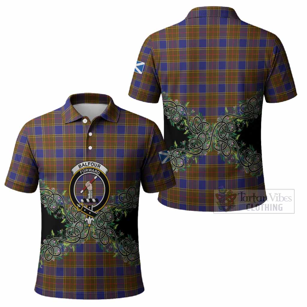 Balfour Tartan Polo Shirt Thistle Scottish Spirit