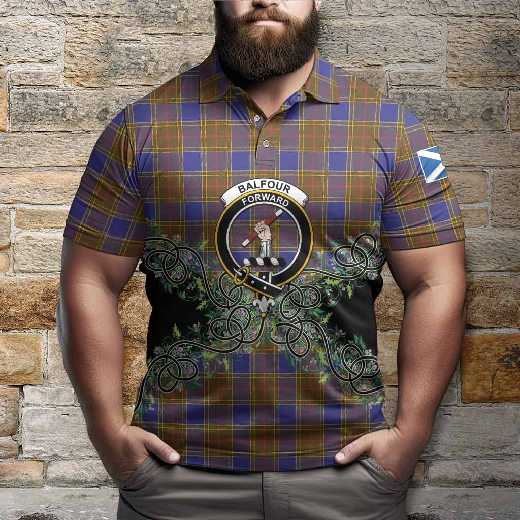 Balfour Tartan Polo Shirt Thistle Scottish Spirit