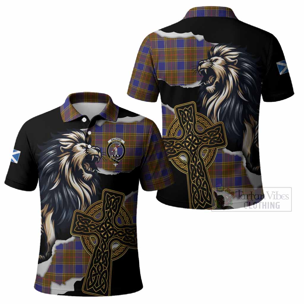 Balfour Tartan Scottish Polo Shirt Lion Celtic Heritage